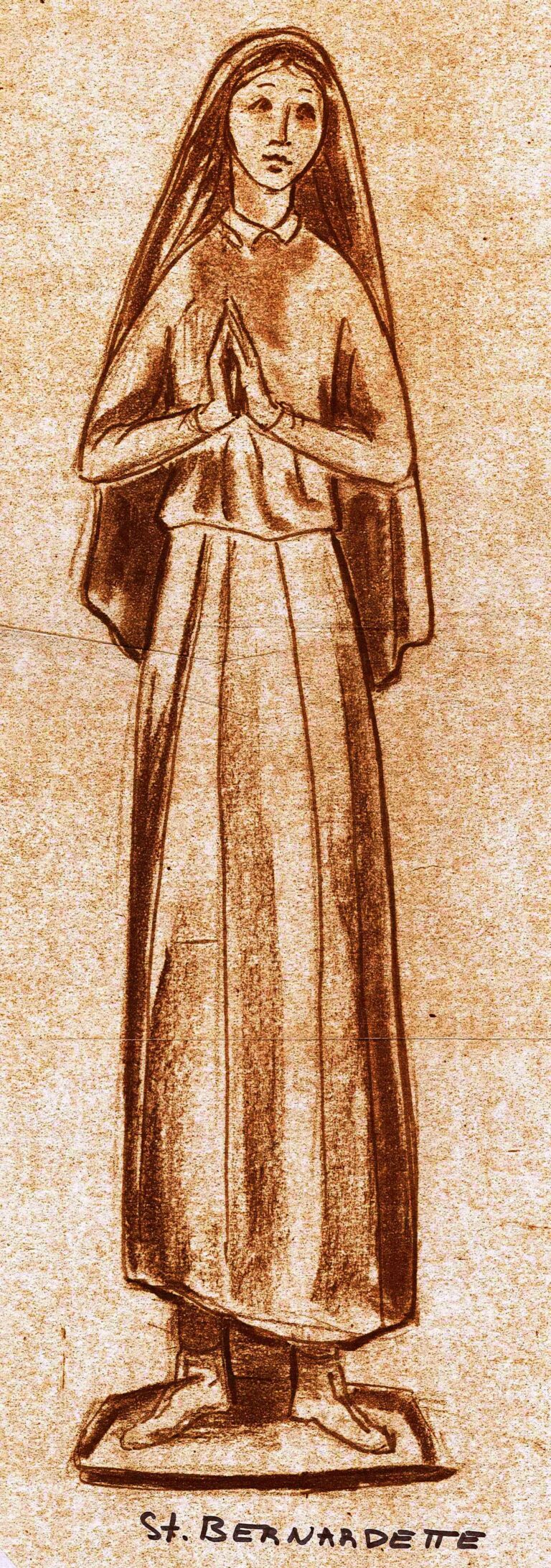 Wooden statue of St.Bernadette - Ferdinand Stuflesser 1875