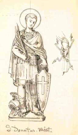 disegno statua legno San Donato Martire stuflesser