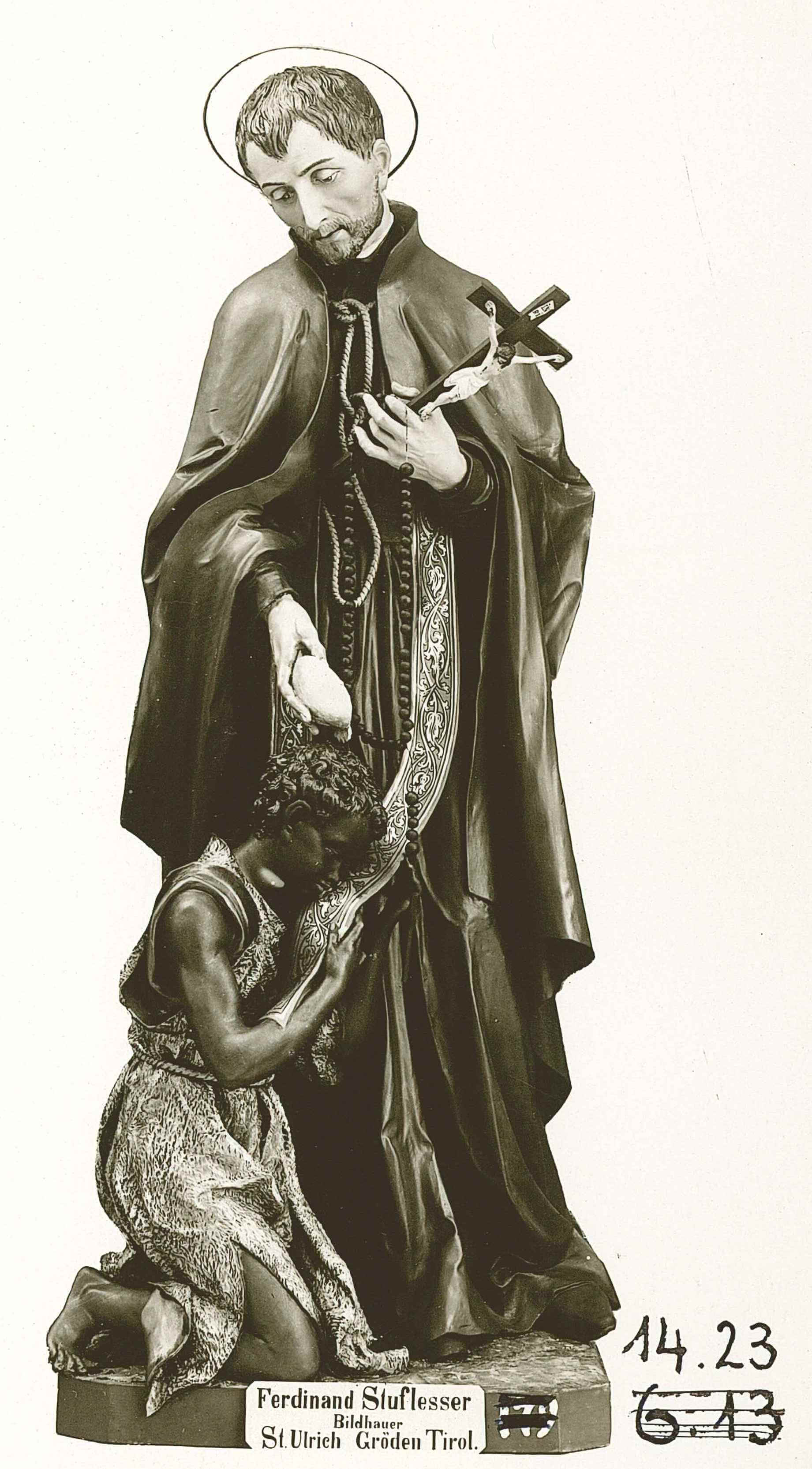 Wooden statue of St.Peter Claver Ferdinand Stuflesser 1875